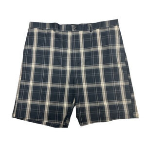 Ben Hogan 44W Performance Shorts Golf Blue Gray Plaid Moisture Wicking 10 Inseam